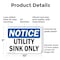 Signmission Utility Sink Only, 10 in W x Rectangle, Plastic OS-2PACK-NS-P-710-L-18849 - alternate 3
